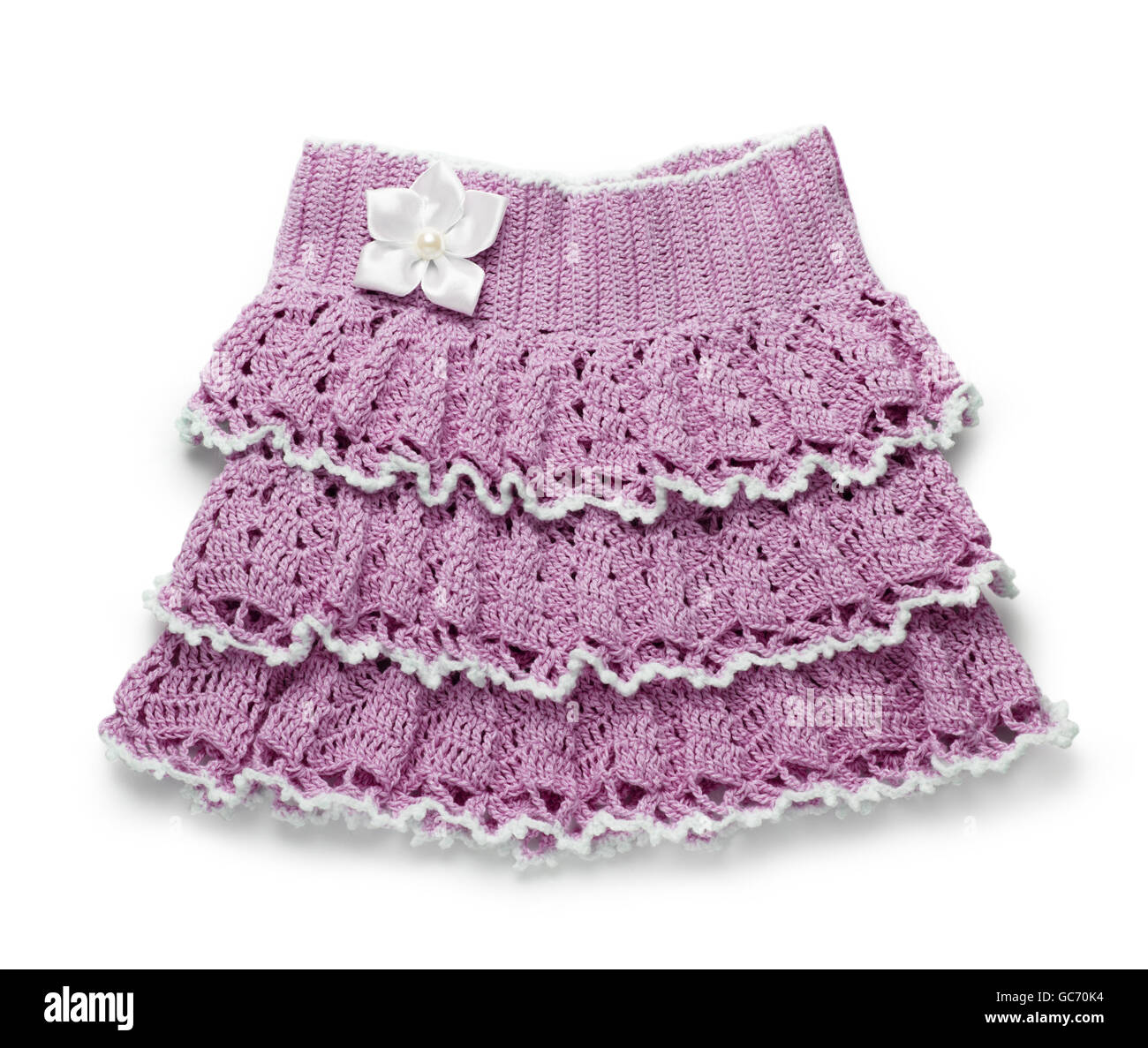 Pink knitted skirt with flower for girl Stock Photo Alamy