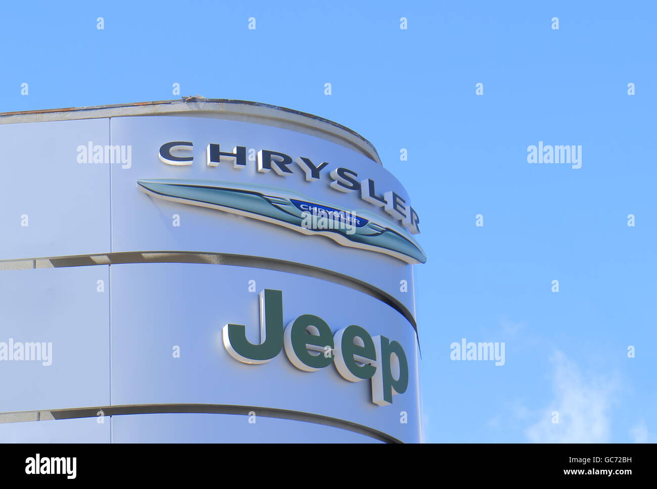 Chrysler Jeep car manufacture company logo Stock Photo