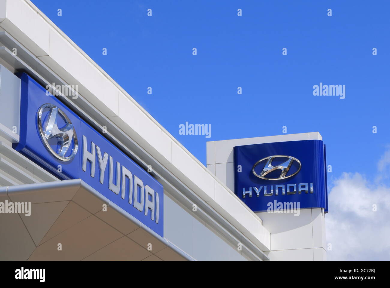 Hyundai Korean car manufacture company logo Stock Photo