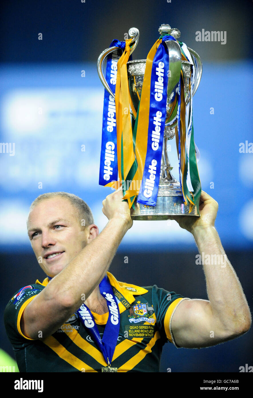 Rugby League - Gillette Four Nations - Final - England v Australia - Elland  Road. Australia captain Darren Lockyer lifts