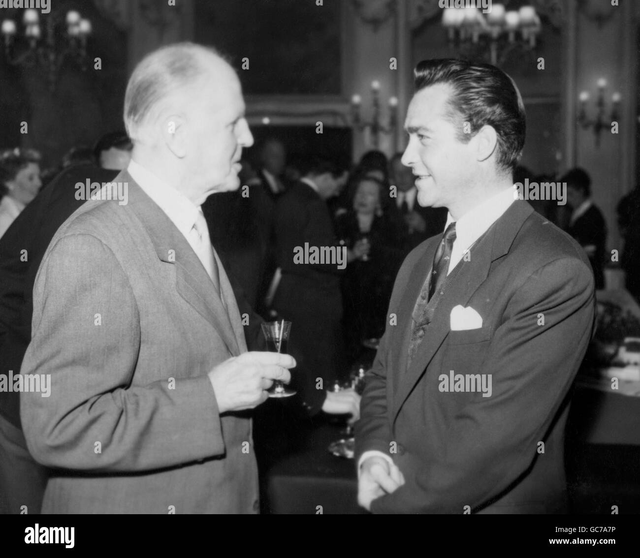 Mr Alex J Gibson, father of Wing Commander Guy Gibson, VC, talks with