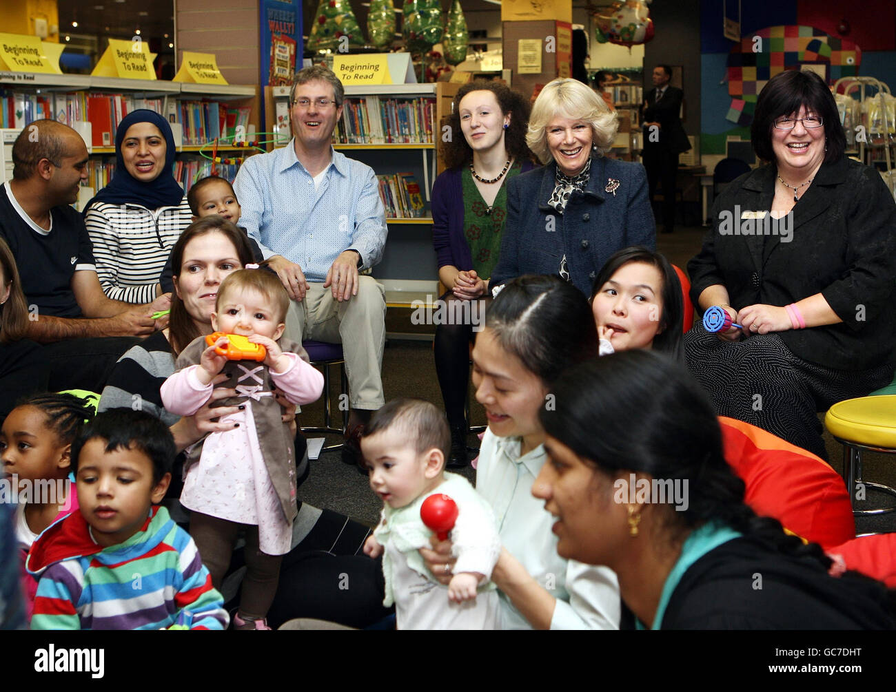 The Duchess of Cornwall joins a 'shake, rattle and rhyme' session