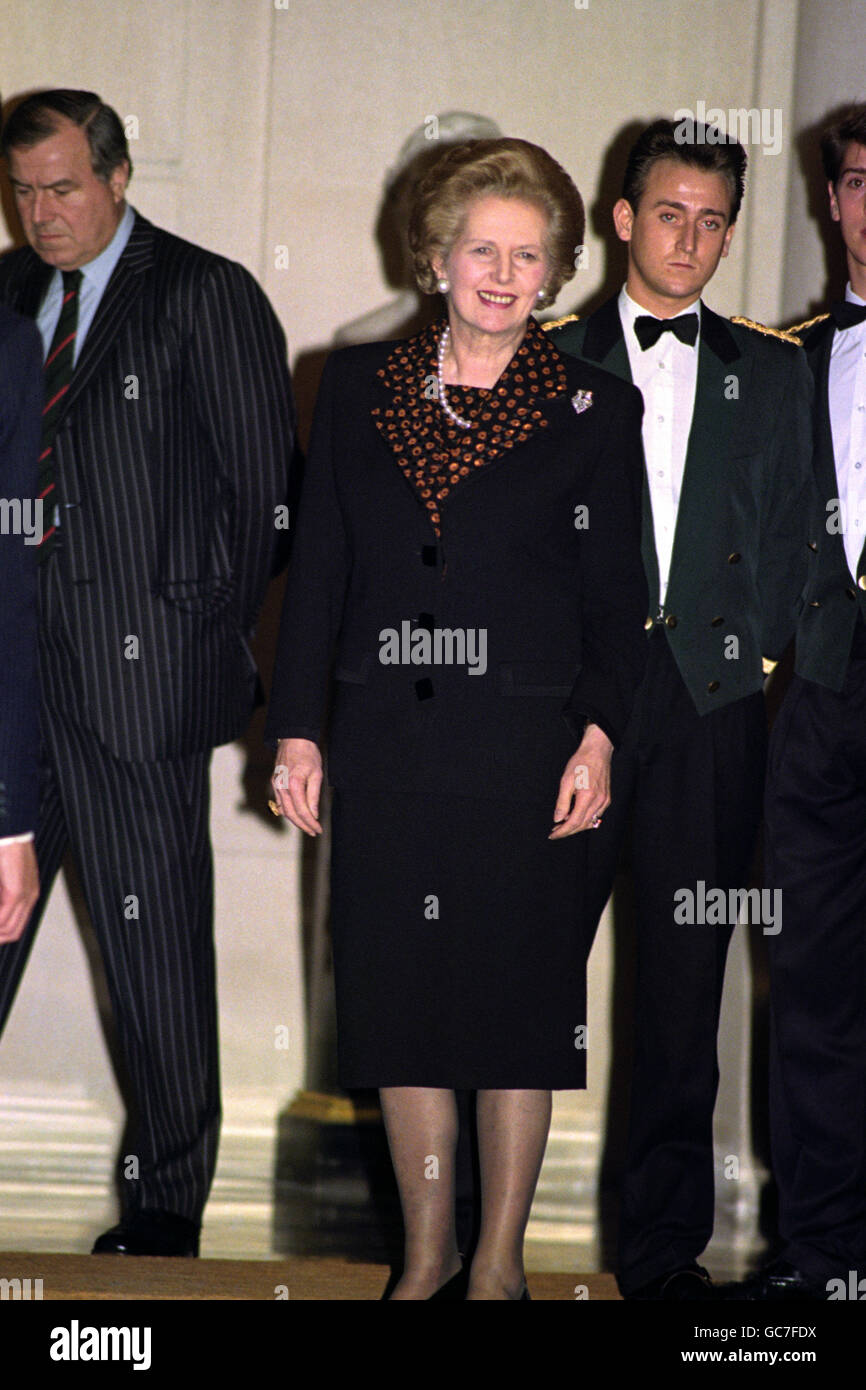 Mrs Thatcher at the British Embassy in Paris tonight, following the result of the first Tory leadership ballot. Stock Photo