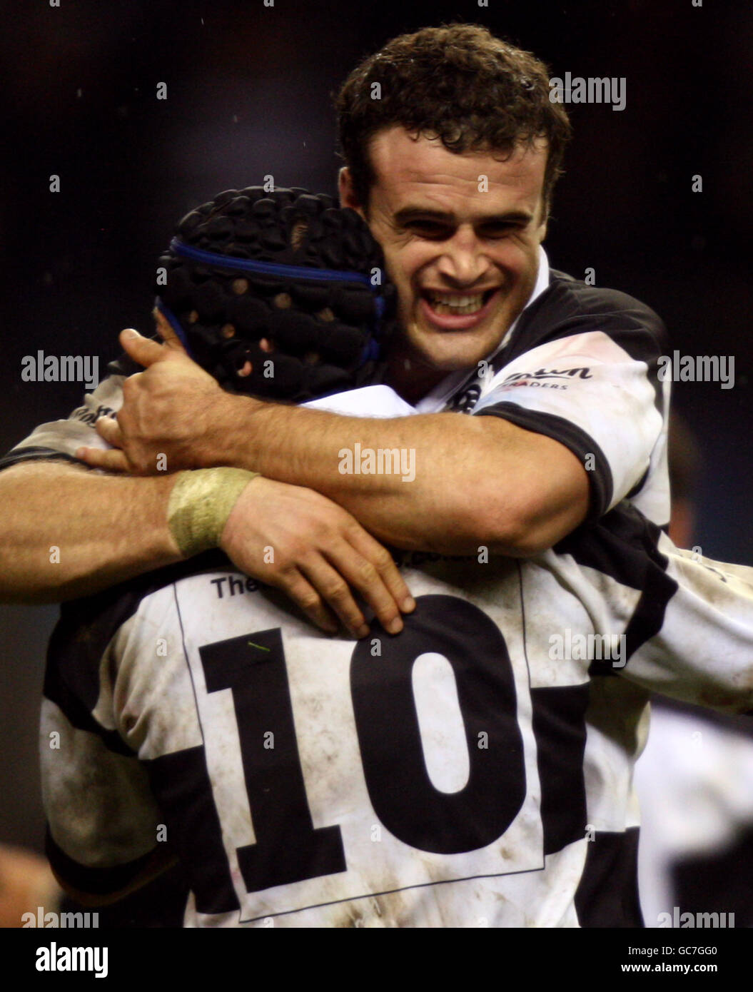 The Barbarians' Jaime Roberts (right) celebrates their victory with team mate Matt Giteau. Stock Photo