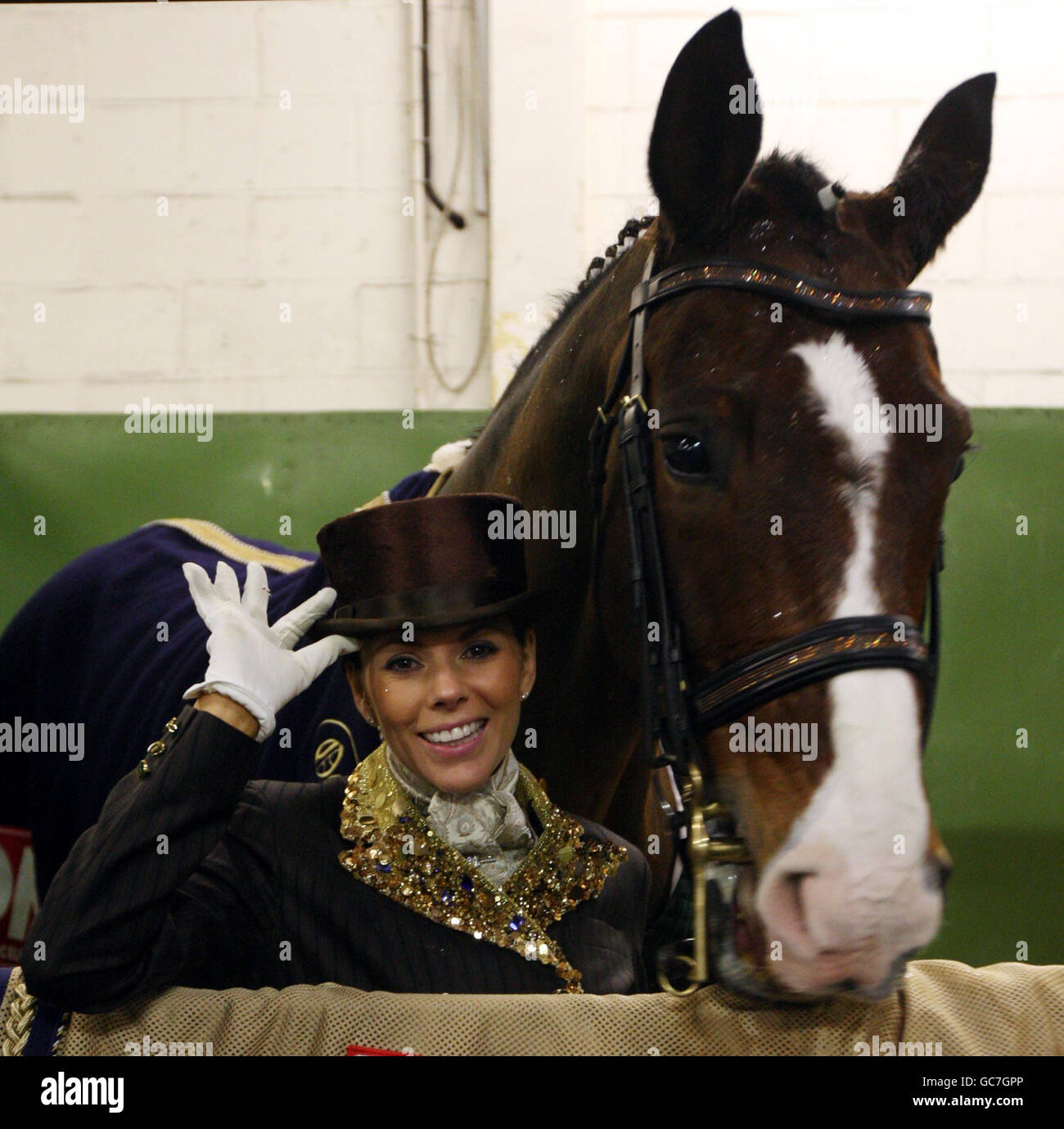 Toni Terry wife of Chelsea and England Captain John, after performing dressage during the London International Horse Show at the Olympia Exhibition Centre, London. Stock Photo
