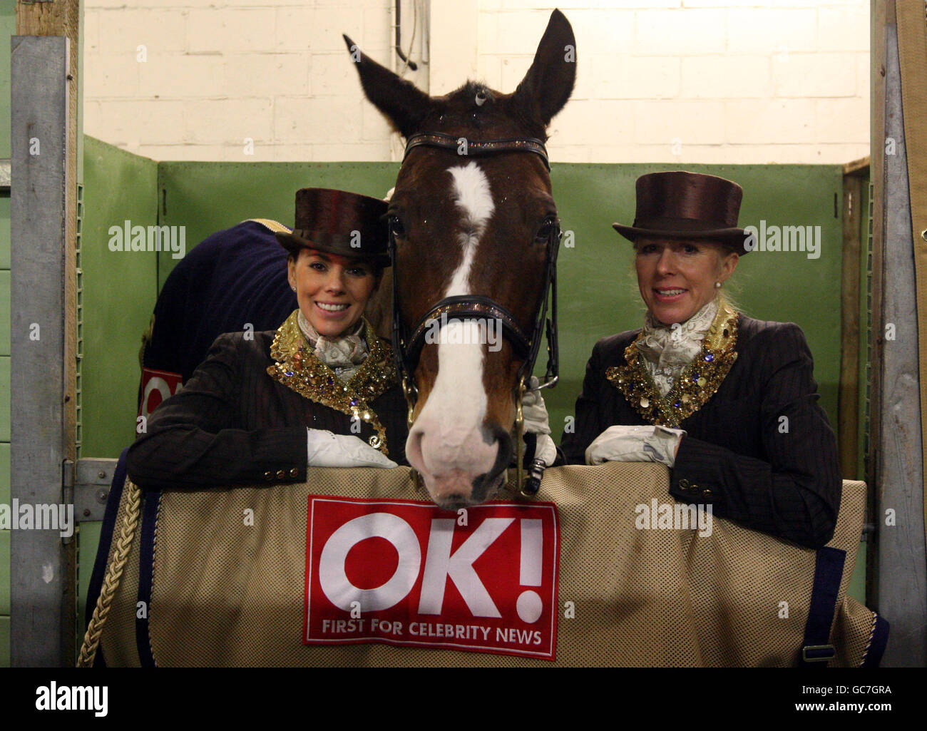 Toni Terry (left), wife of Chelsea and England Captain John, with her trainer Vicki Thompson Winfield during the London International Horse Show at the Olympia Exhibition Centre, London. Stock Photo