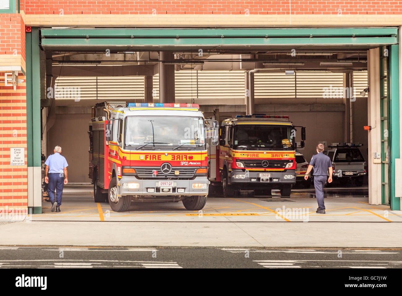 Fire engine at Fire Station,Brisbane,Queensland,Australia Stock Photo