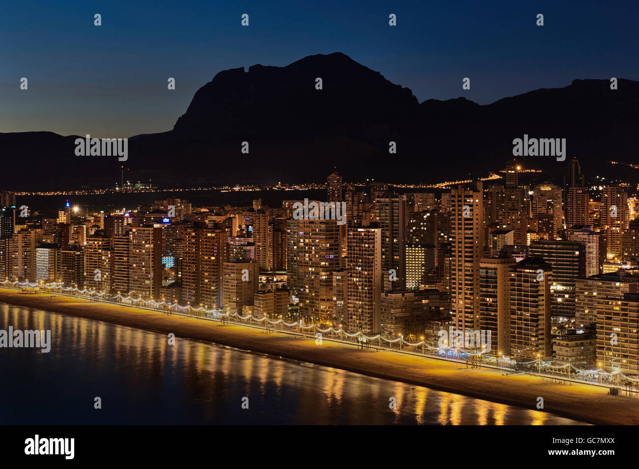 Benidorm city at night Stock Photo