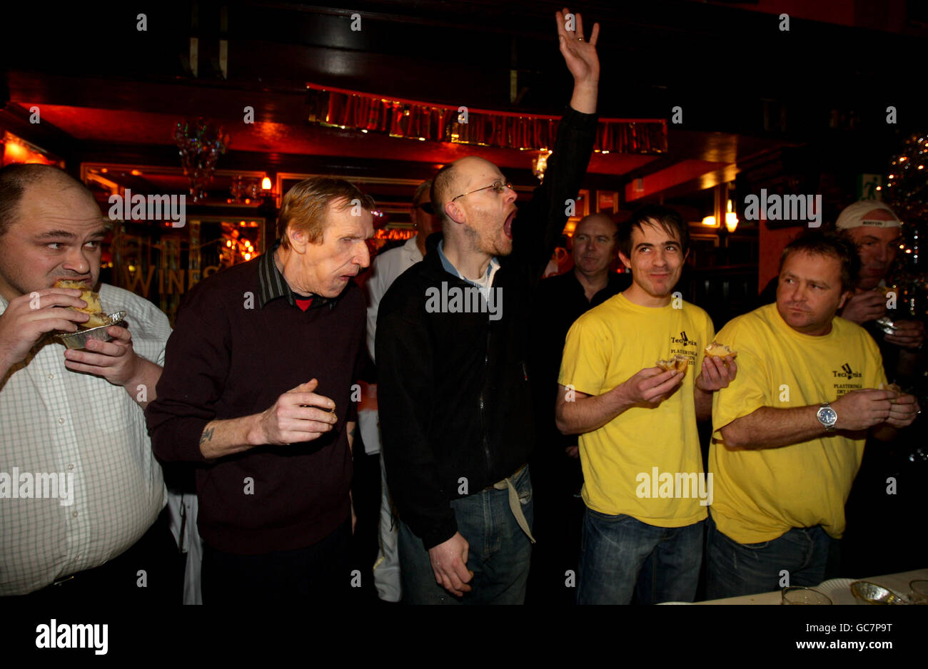 Barry Rigby (centre) competes against fellow contestants (names not ...