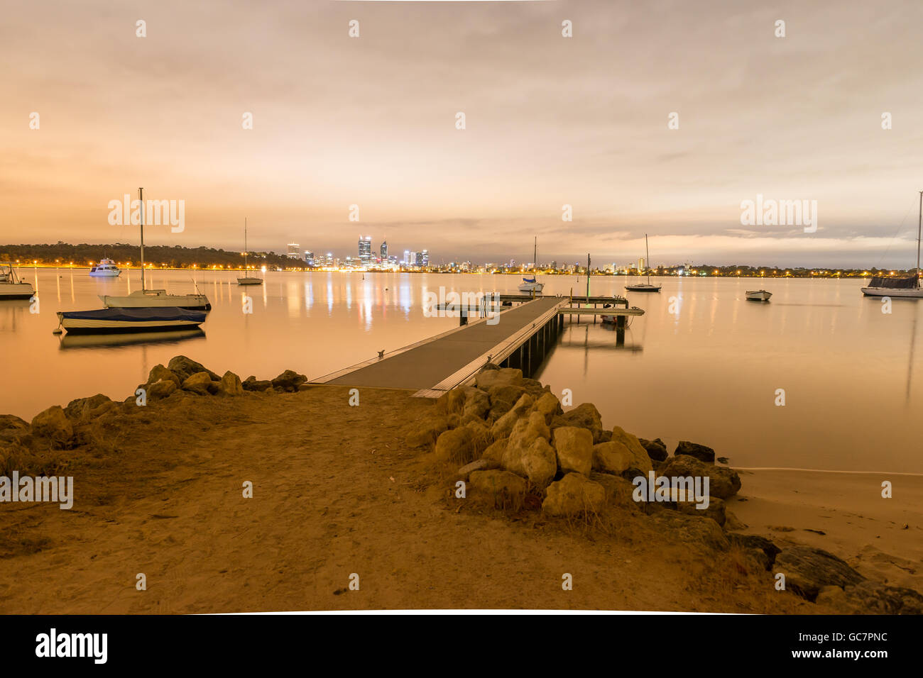 sunrise at Matilda Bay, Western Australia, Australia Stock Photo