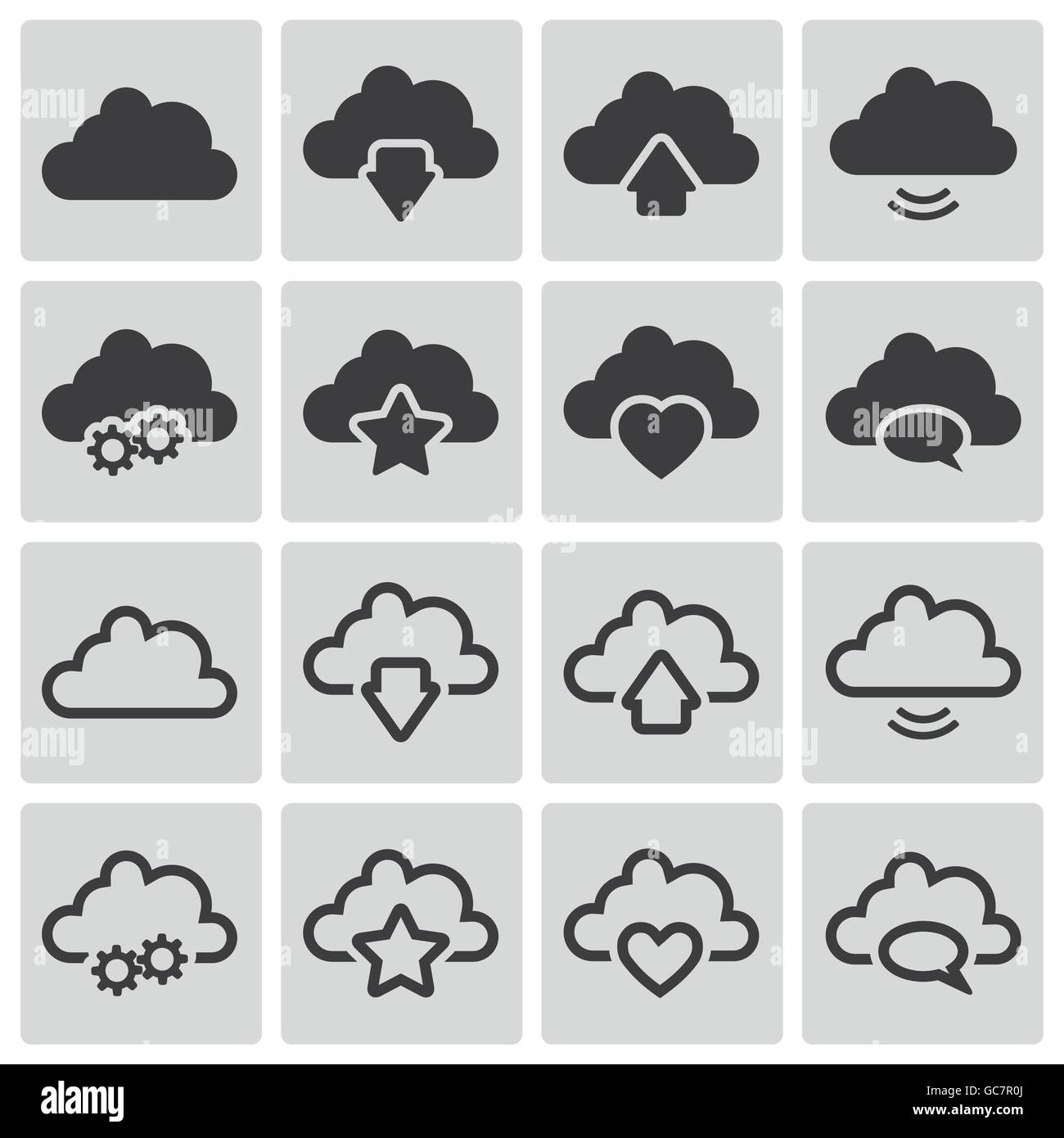 Vector Black Clouds Icons Set Stock Vector Image & Art - Alamy