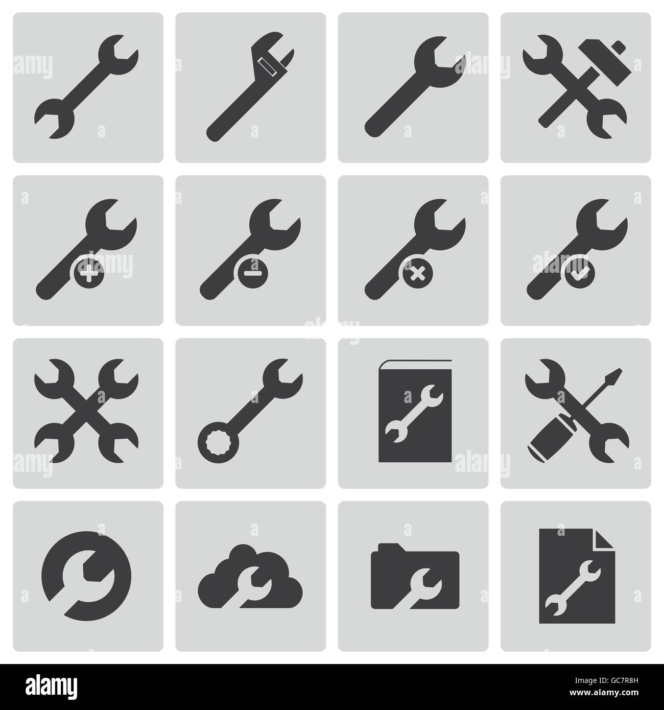 Vector black settings wrench icons set Stock Vector Image & Art - Alamy
