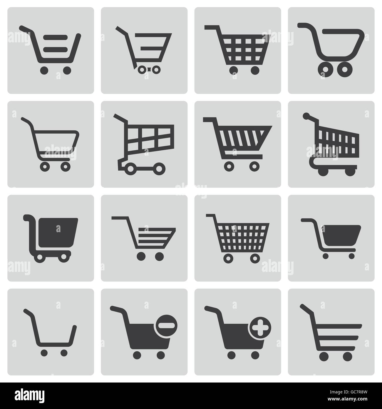 Vector Black Shopping Cart Icons Set Stock Vector Image & Art - Alamy