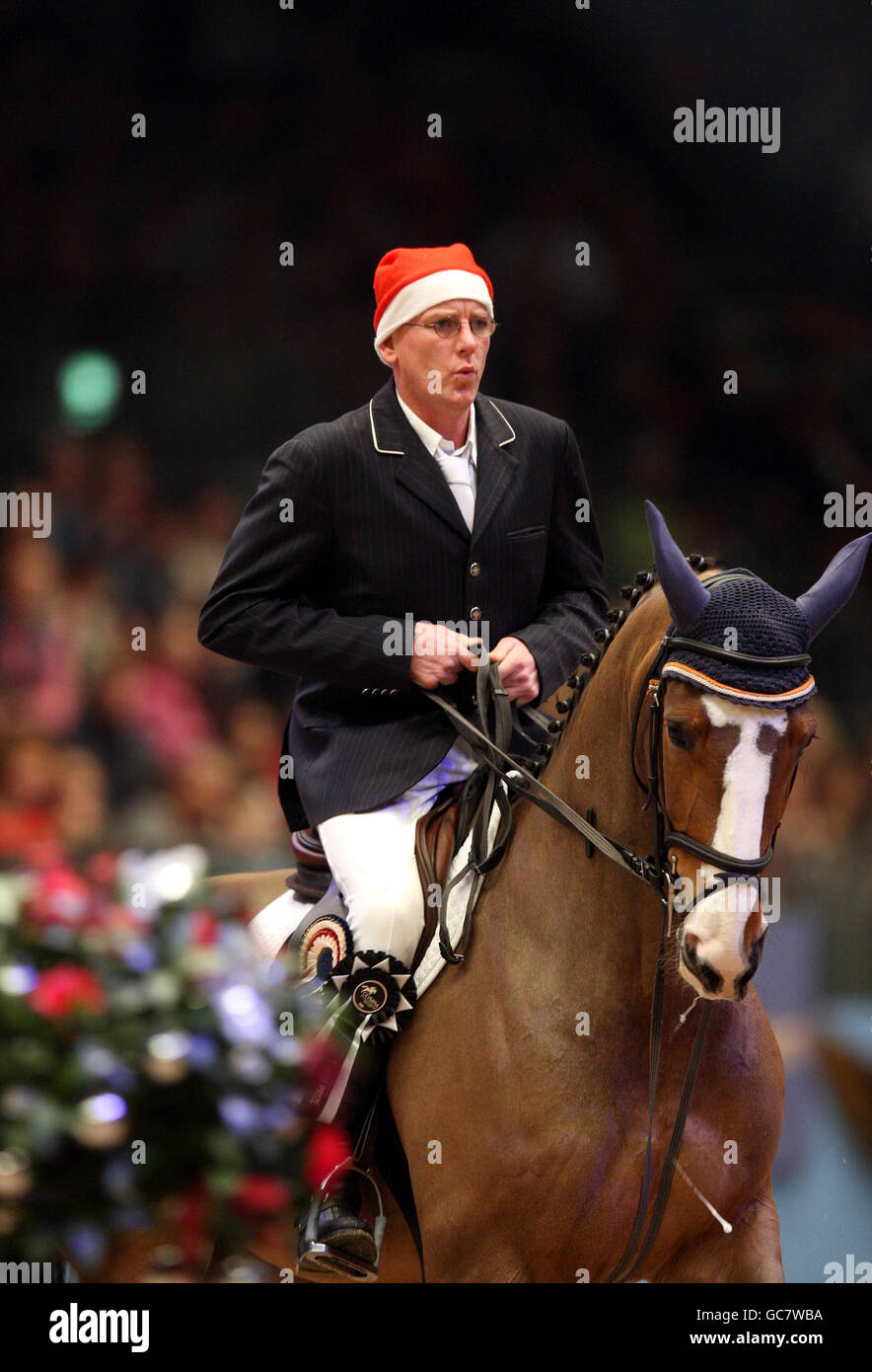 Netherland's Albert Zoer wears a christmas hat during the London