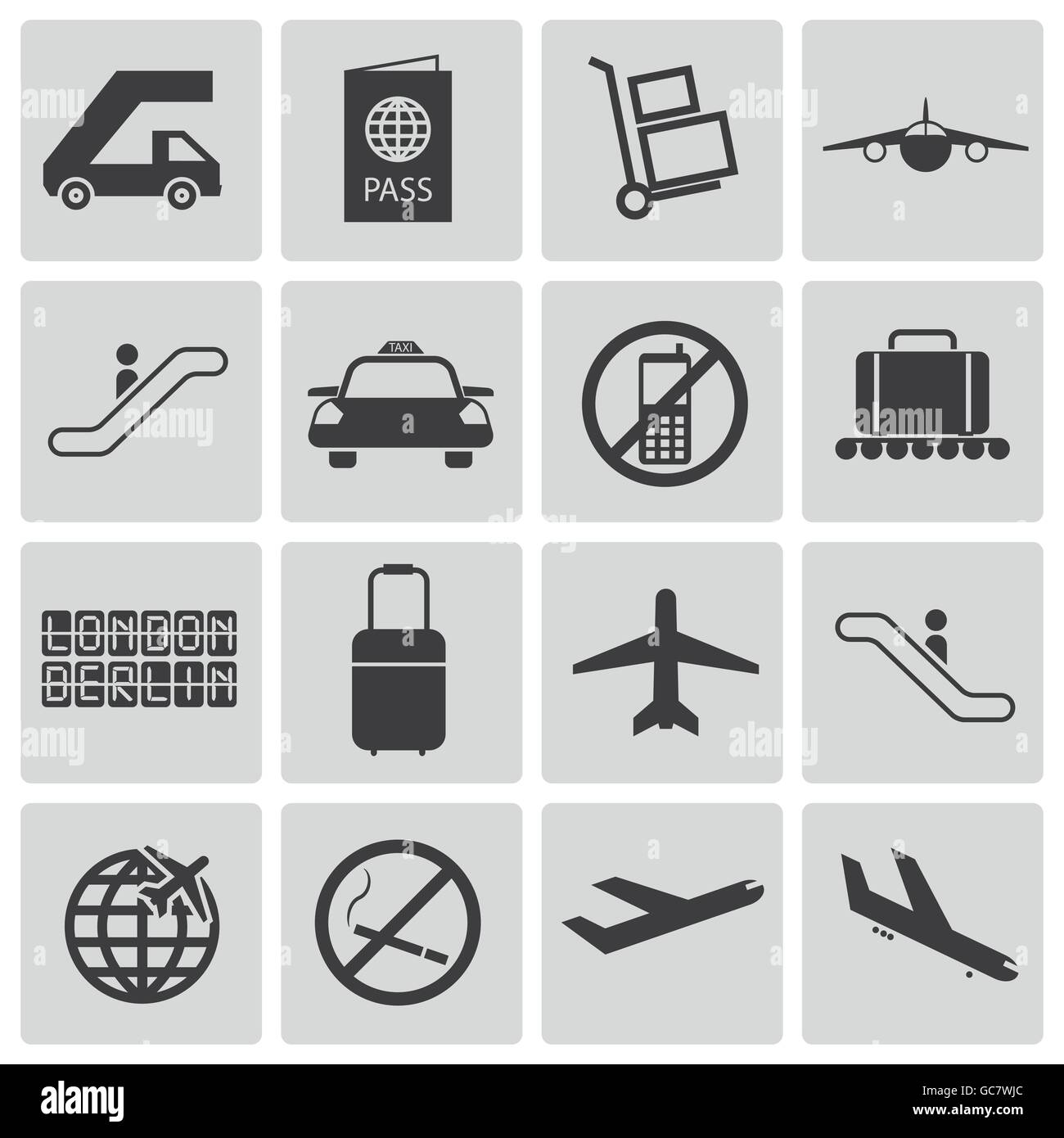Vector black airport icons set Stock Vector Image & Art - Alamy