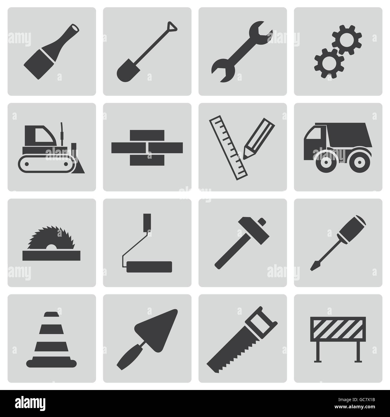 Vector Black Construction Icons Set Stock Vector Image & Art - Alamy
