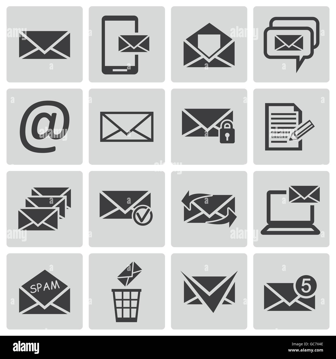 Vector black email icons set Stock Vector Image & Art - Alamy