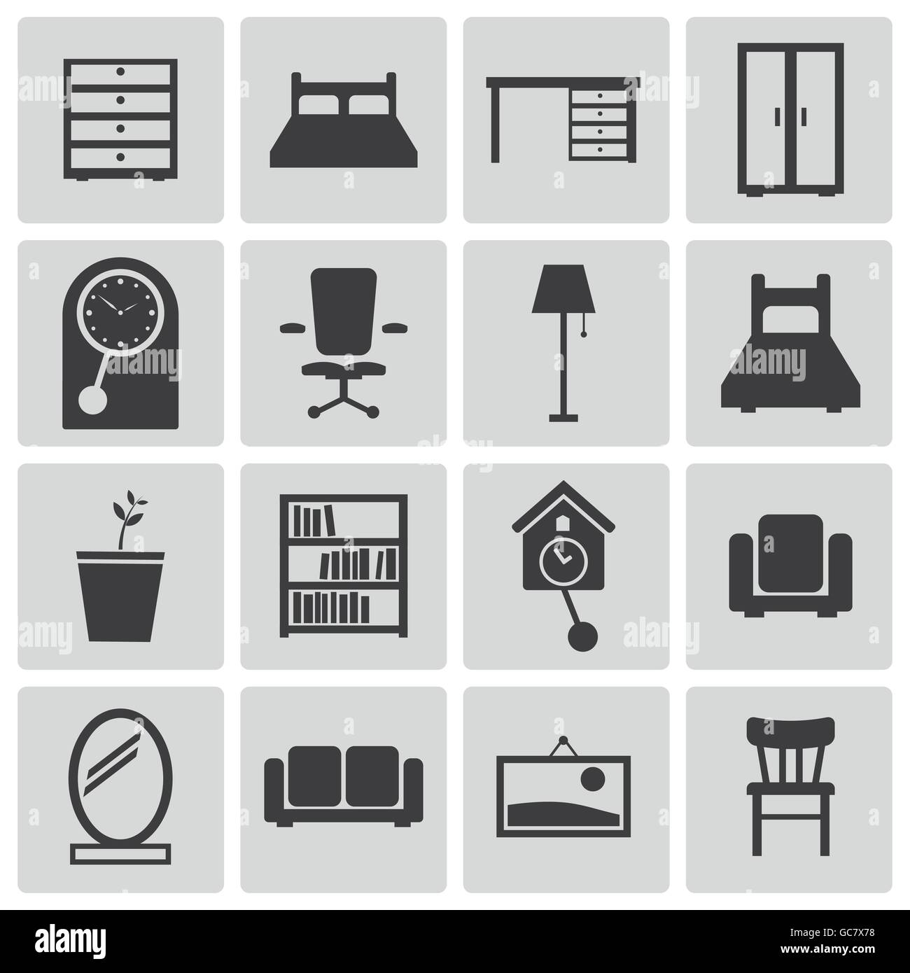 Vector black furniture icons set Stock Vector Image & Art - Alamy