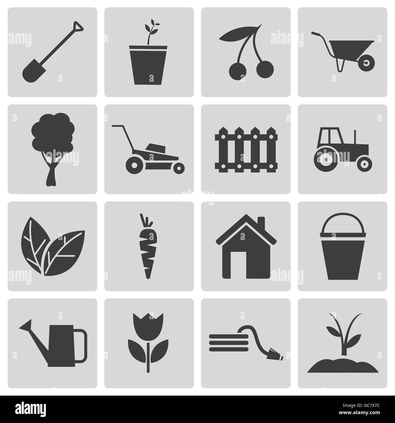Vector Black Gardening Icons Set Stock Vector Image & Art - Alamy