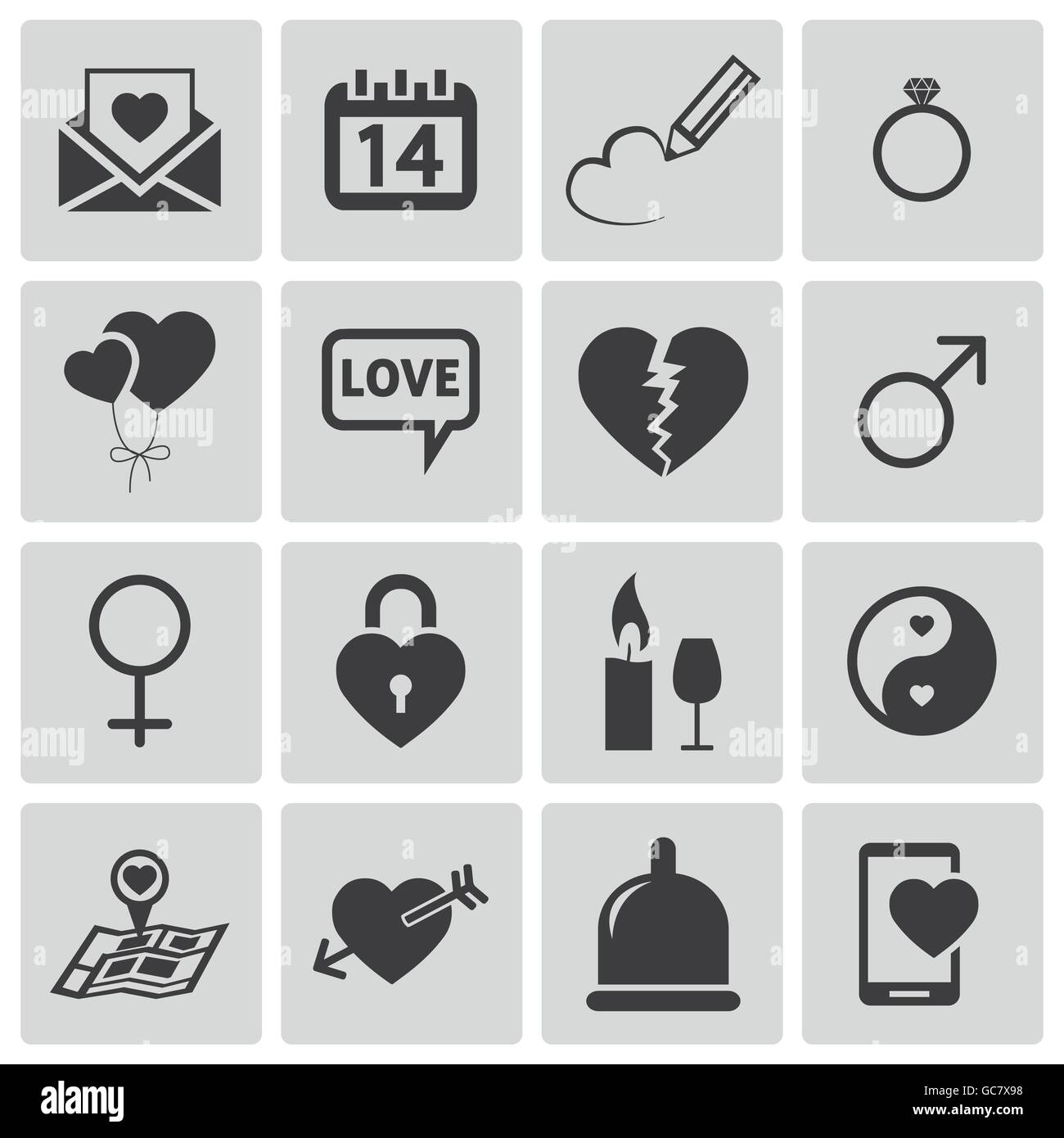 Vector Black Love Icons Set Stock Vector Image & Art - Alamy