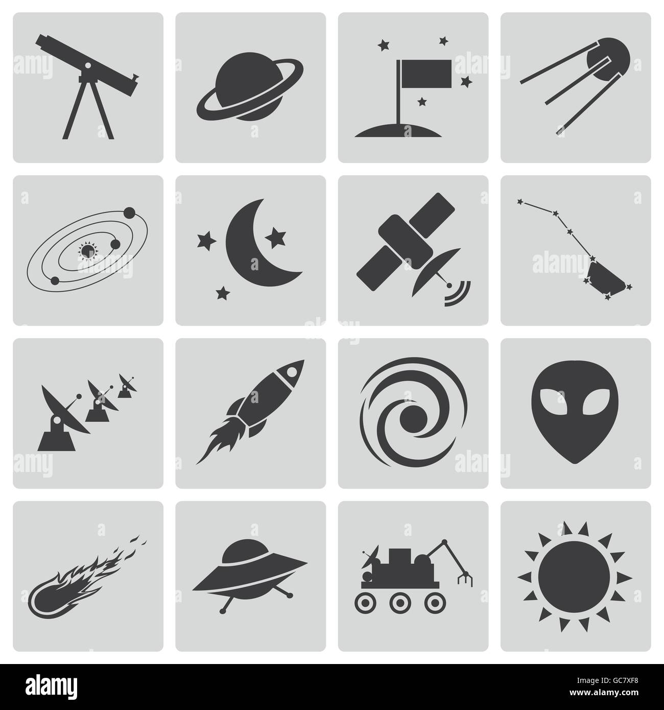 Vector Black Space Icons Set Stock Vector Image & Art - Alamy