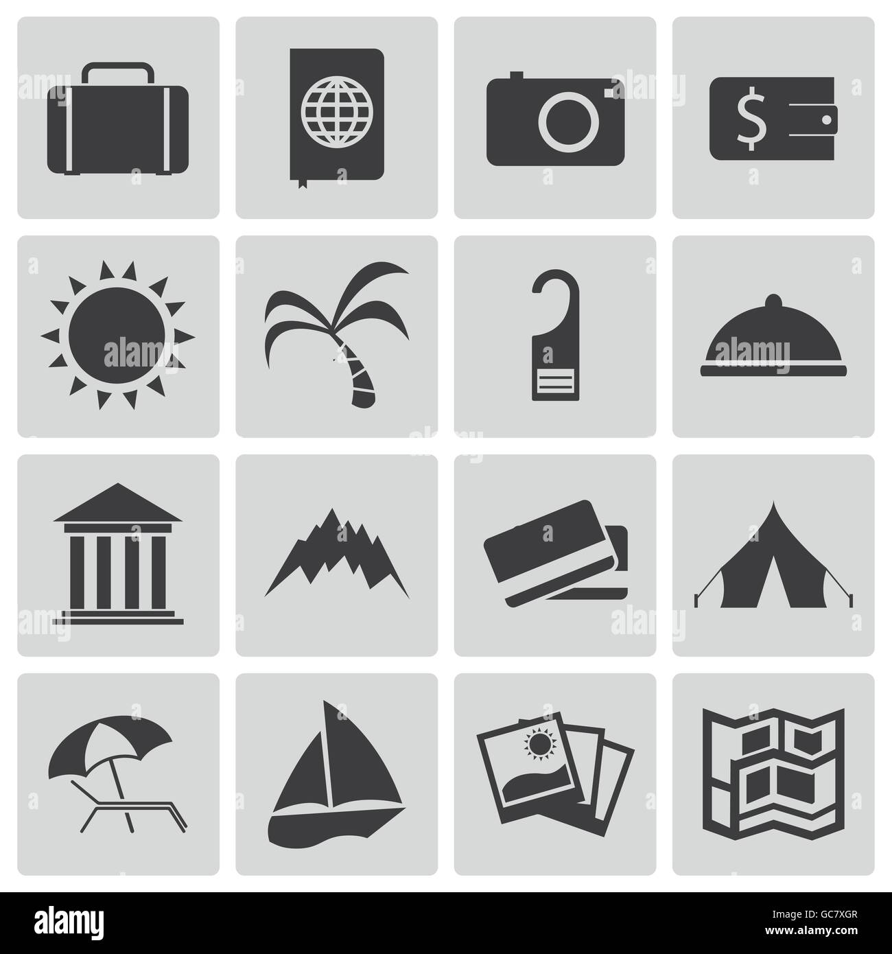 Vector black travel icons set Stock Vector Image & Art - Alamy