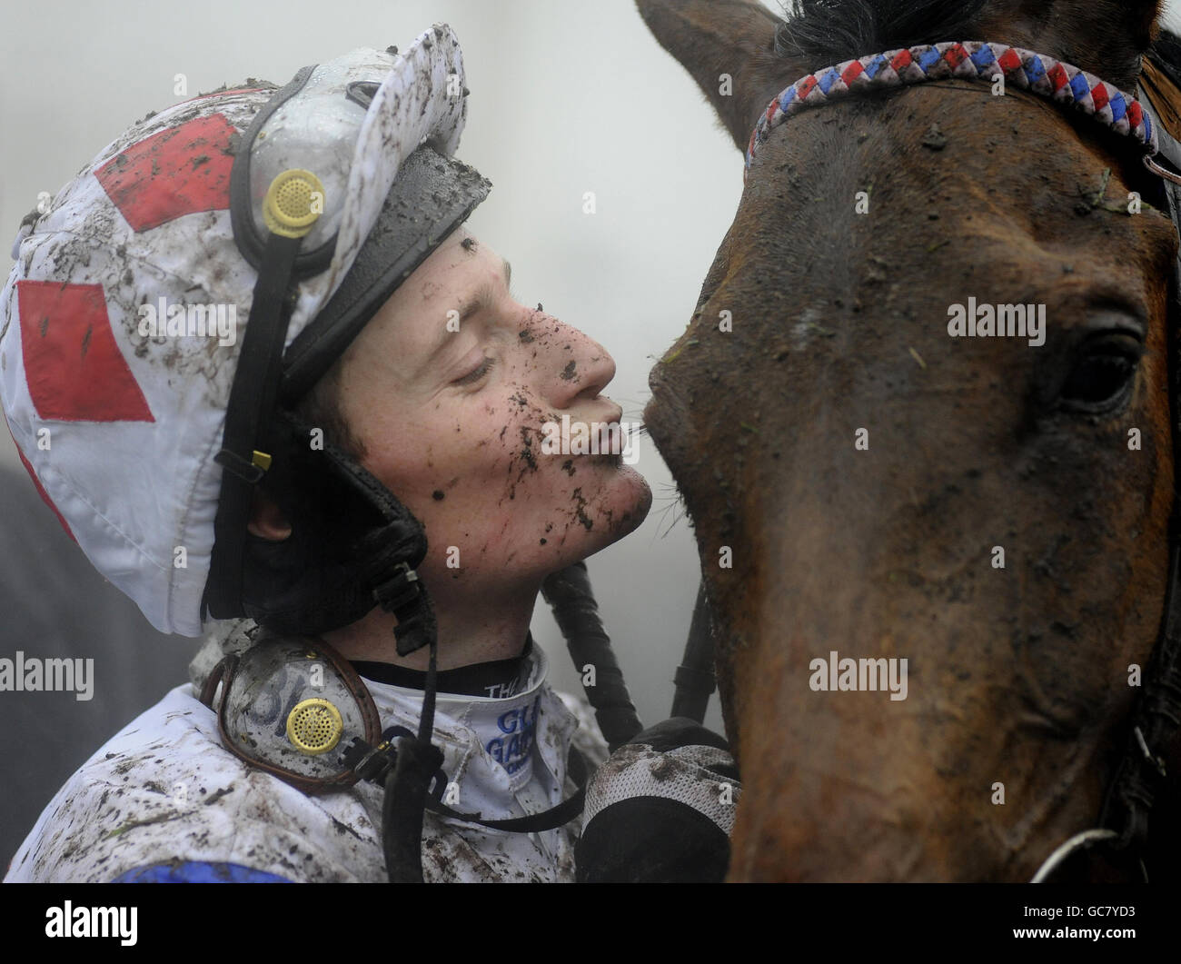 Reve De Sivola and Daryl Jacob after victory in the Racing UK Free Today On Sky 432 Challow Novices' Hurdle during the HEROS Charity Challow Hurdle Day at Newbury Racecourse, Berkshire. Stock Photo