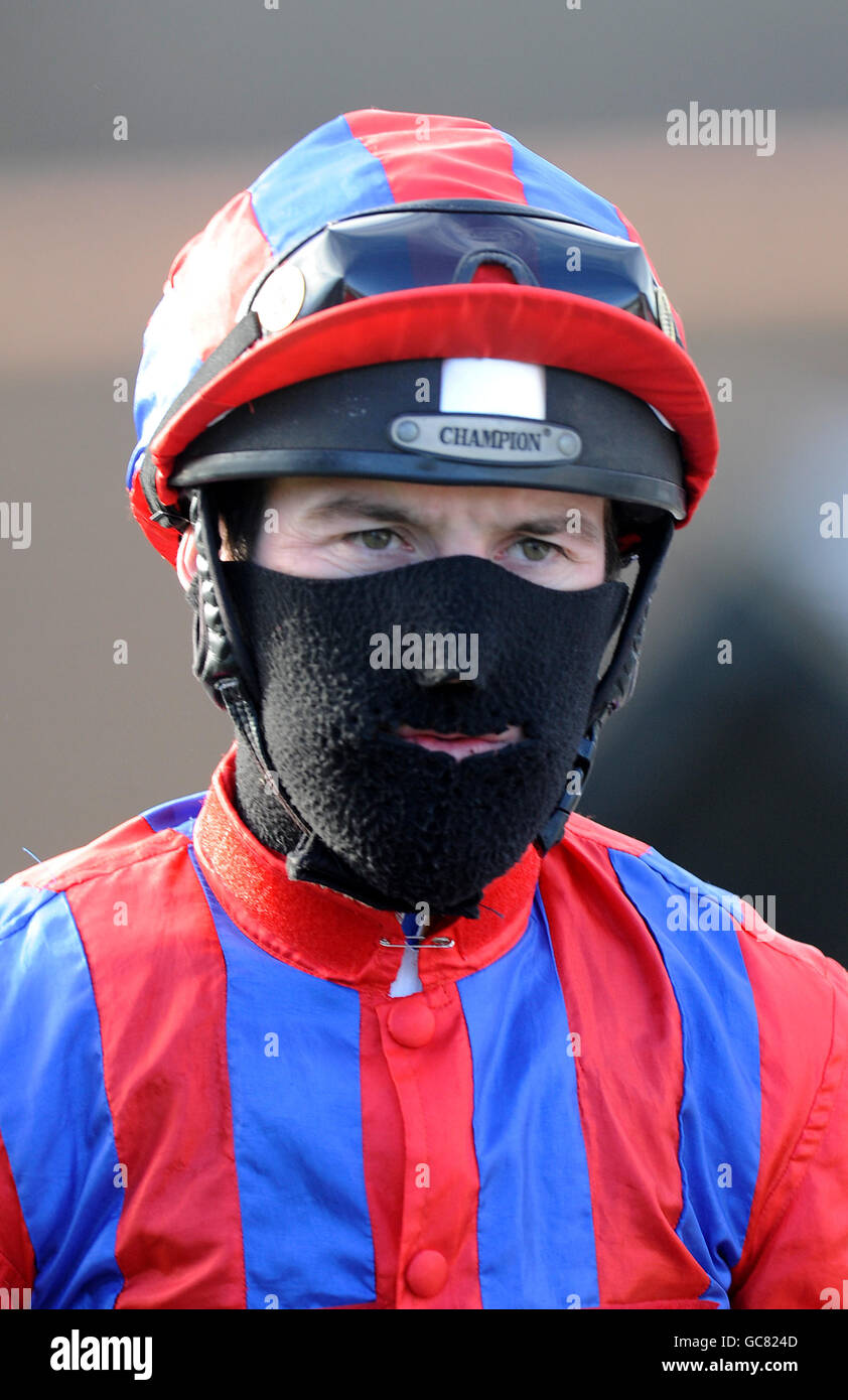 Horse Racing Lingfield Racecourse. Jockey Robert Winston Stock Photo