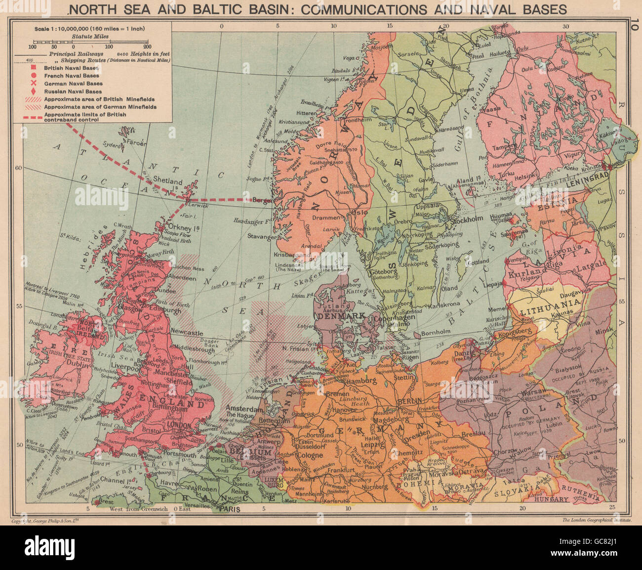 SECOND WORLD WAR. North sea & Baltic. Minefields & Naval Bases. Poland