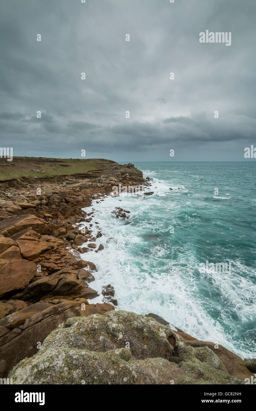 Church point on a cloudy day, St Mary's, Isles of Scilly, February 2016 Stock Photo