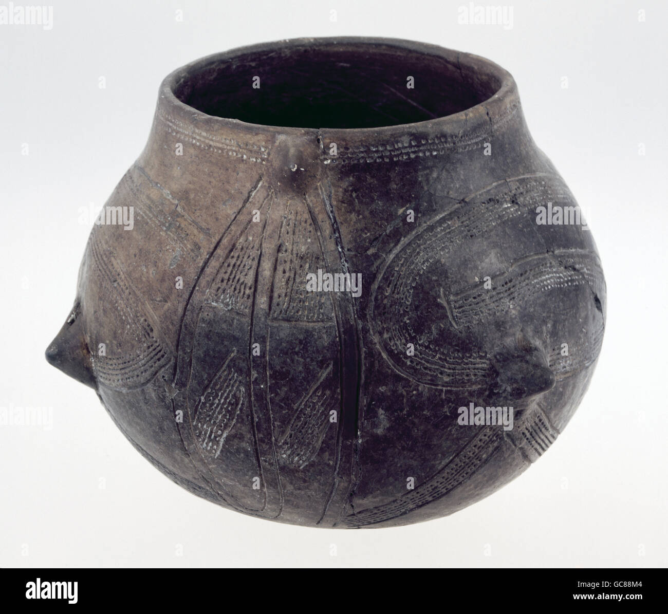 fine arts, stone age, linear pottery culture, craft / handcraft, vessel, circa 5300 - 4900 BC, ceramics, Rhenish national museum, Bonn, Germany, Stock Photo