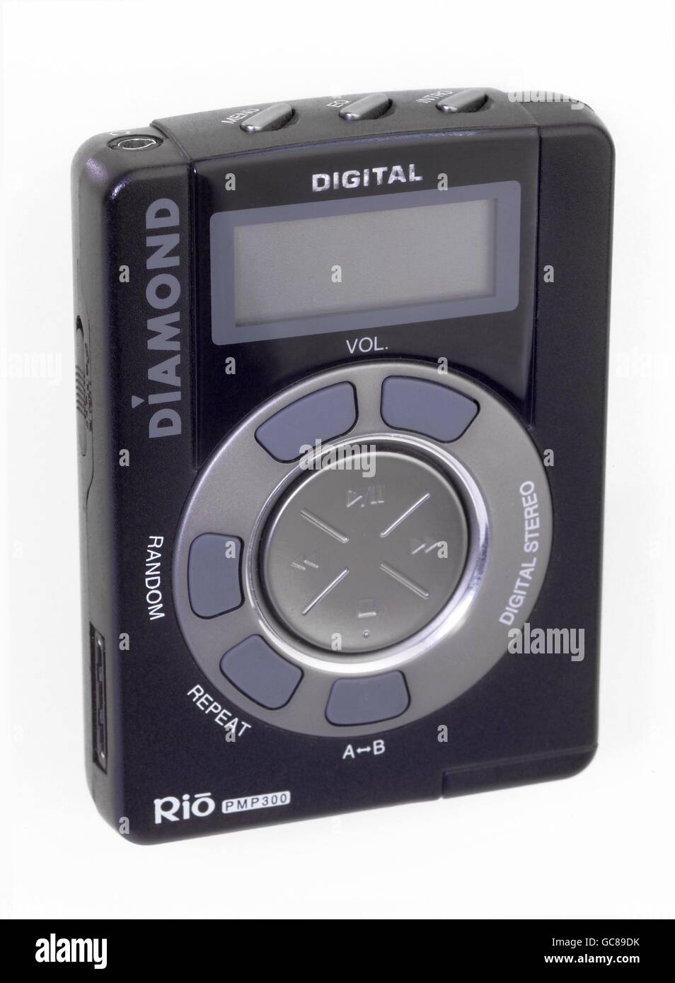 technics, MP3 player, Diamond Rio PMP 300, USA, 1998, Klingendes Museum Riedenburg, 1990s, 90s, 20th century, historic, historical, technic, electronics, home electronics, consumer electronics, entertainment electronics, home entertainment, invention, MP-3, MP 3, digital, audio, sound, portable, clipping, cut out, cut-out, cut-outs, Additional-Rights-Clearences-Not Available Stock Photo