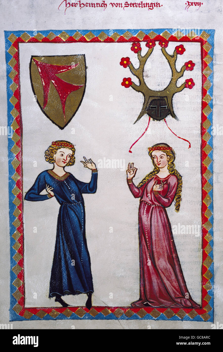 Codex Manesse, Heinrich von Stretlingen, 1305 - 1340 Stock Photo