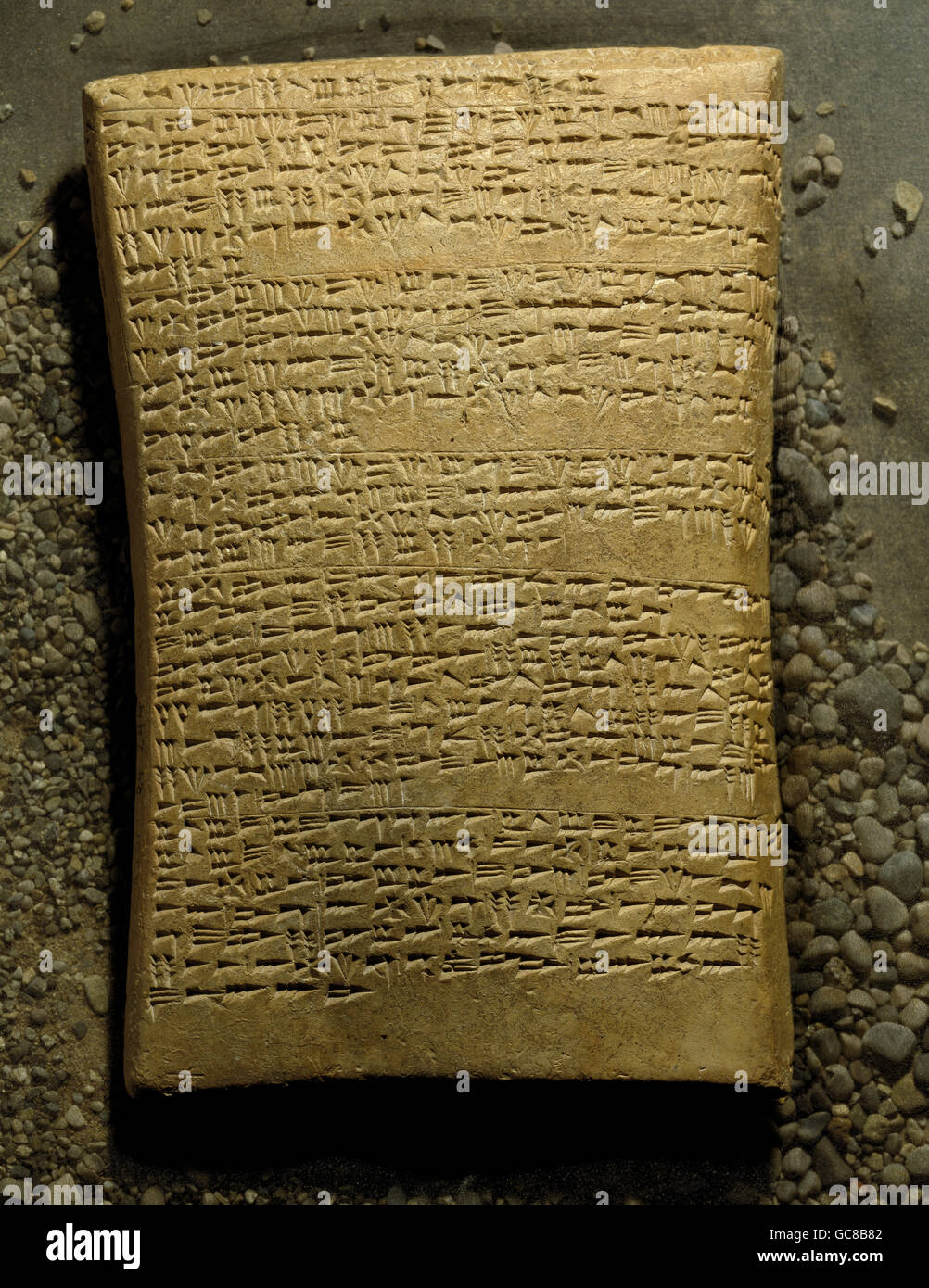 writing, scripture, cuneiform writing, Ugarit, conjuration against snakebite, clay tablet, 'House of the Priest', 14th/13th century BC, Damascus National Museum, , Additional-Rights-Clearences-Not Available Stock Photo