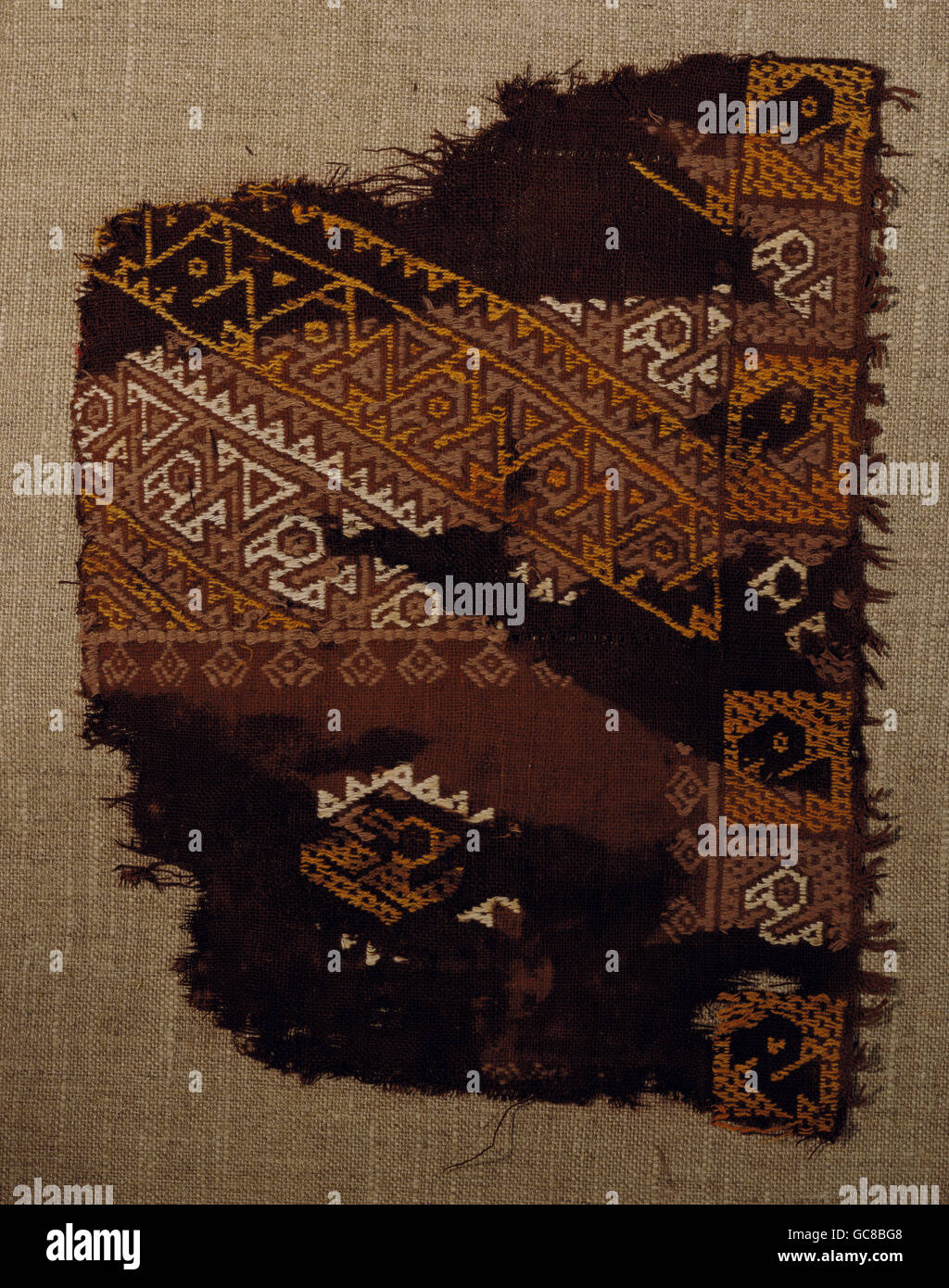 fine arts, pre-Columbian era, weaving, fabric with ornaments from Peru, Textilmuseum Mindelheim, Stock Photo