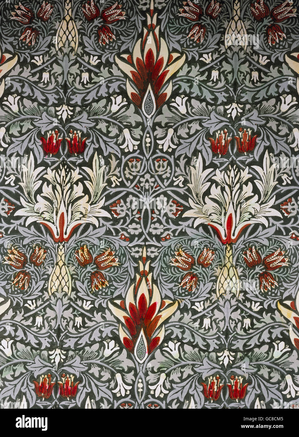 fine arts, Art Nouveau, decorative cloth with flowers, by William Morris  (1834 - 1896), England, 1884, Die Neue Sammlung (The New Collection),  Munich Stock Photo - Alamy