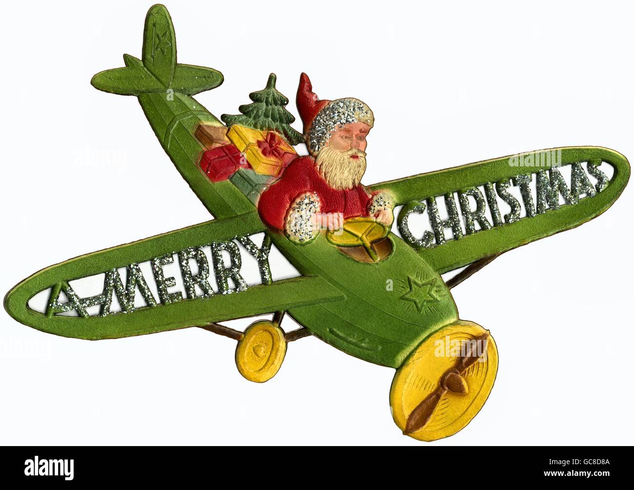 Christmas Father Christmas as pilot in the aeroplane A Merry Christmas