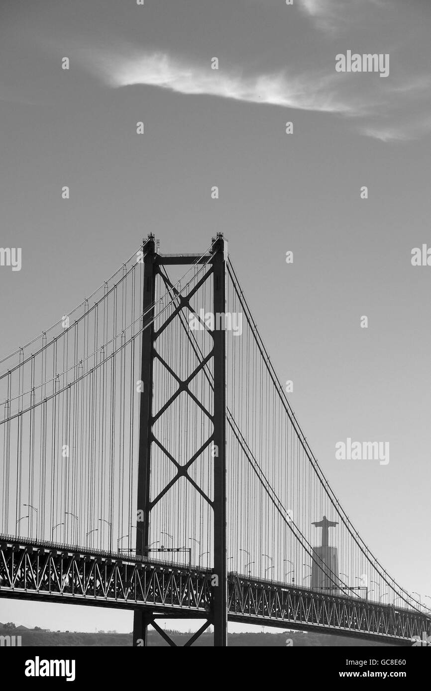 Ponte 25 de Abril suspension bridge with statue of christ in background Lisbon 27th Largest Ponte 25 de Abril suspension bridge with statue of christ in background Lisbon 27th Largest