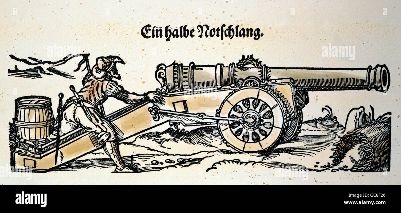 military, artillery, guns, culverin, 'Eine halbe Notschlang', , Additional-Rights-Clearences-Not Available Stock Photo