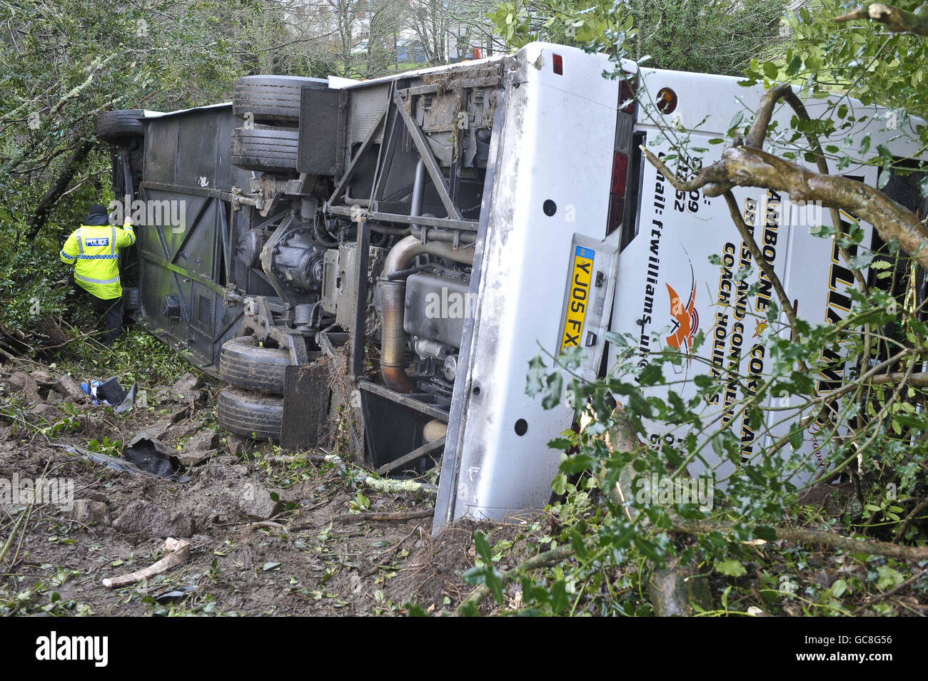 The scene of the coach crash in the village of Townshend about seven miles north east of