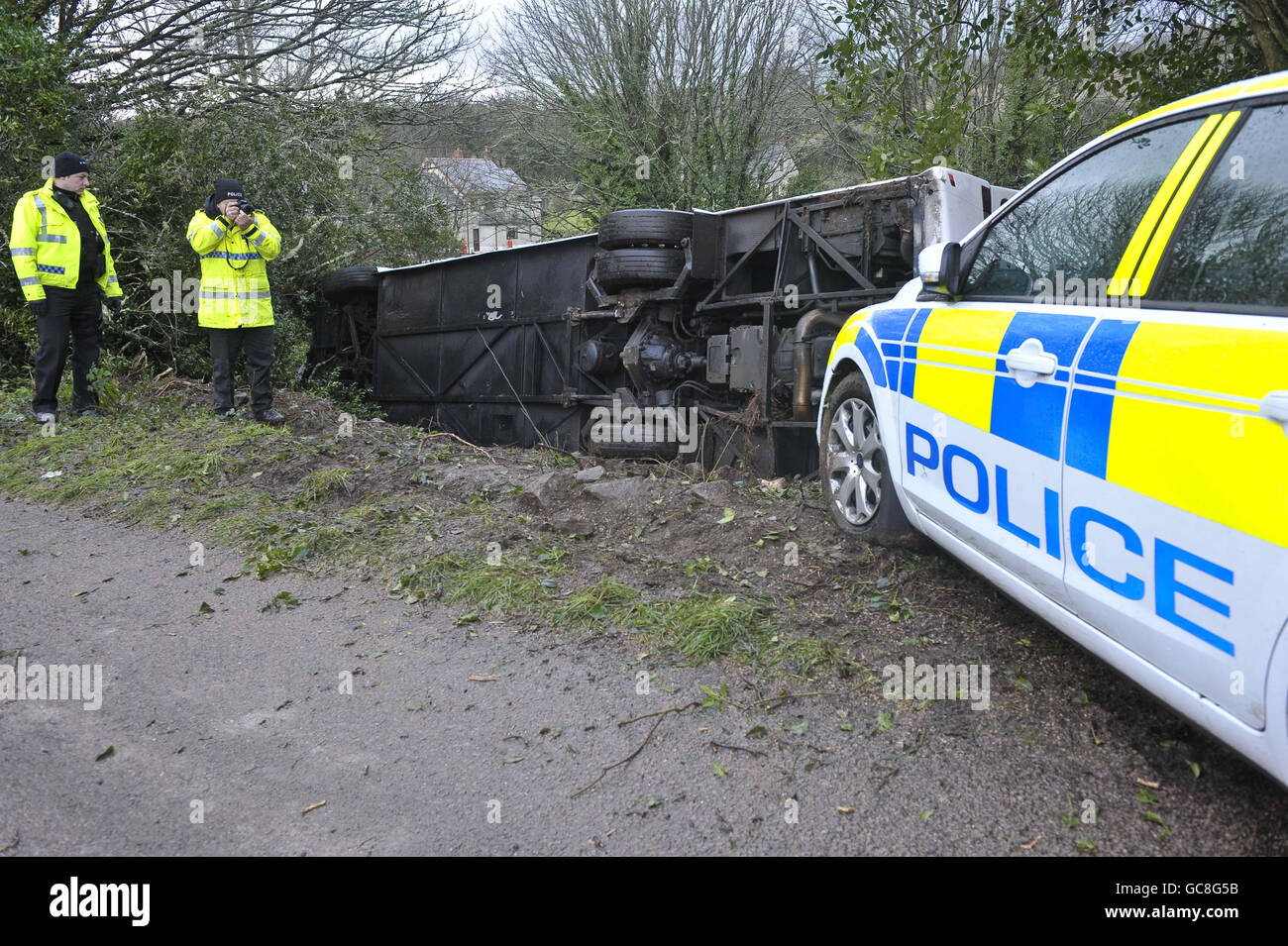 The scene of the coach crash in the village of Townshend about seven miles north east of