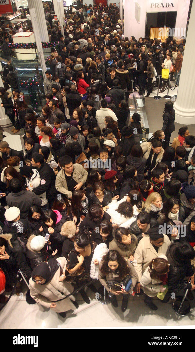 Shoppers inside Selfridges on Oxford Street, London, as the Boxing Day