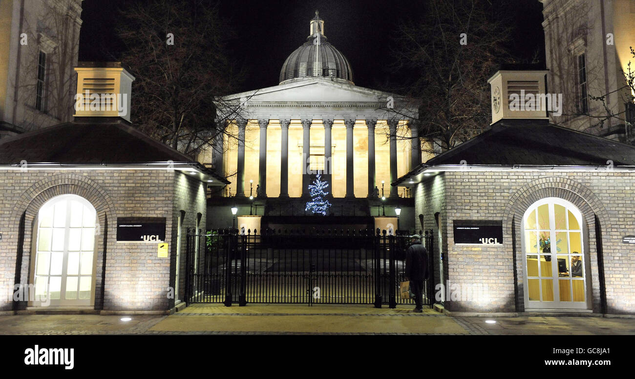A general view of University College London. The college was created as a secular alternative to the religious universities of Oxford and Cambridge and was founded in 1826. It is one of the most prestigious universities in the world and the largest in London, with campus buildings and sites all across the metropolis. Stock Photo