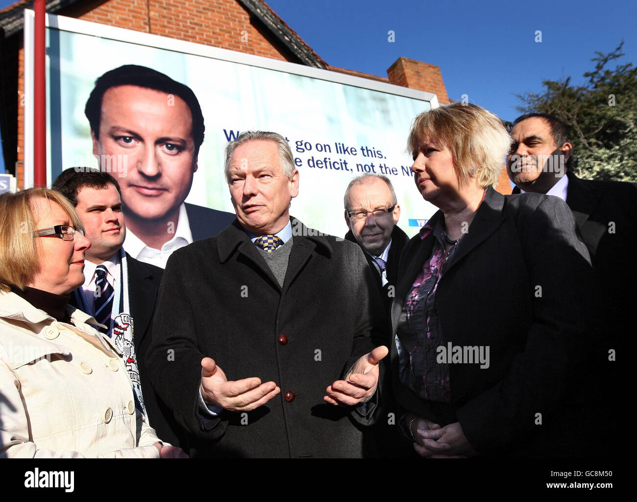 Shadow Cabinet Office Minister Francis Maude meets prospective Conservative candidates for the forthcoming general election during a visit to Shirley in the West Midlands. Stock Photo