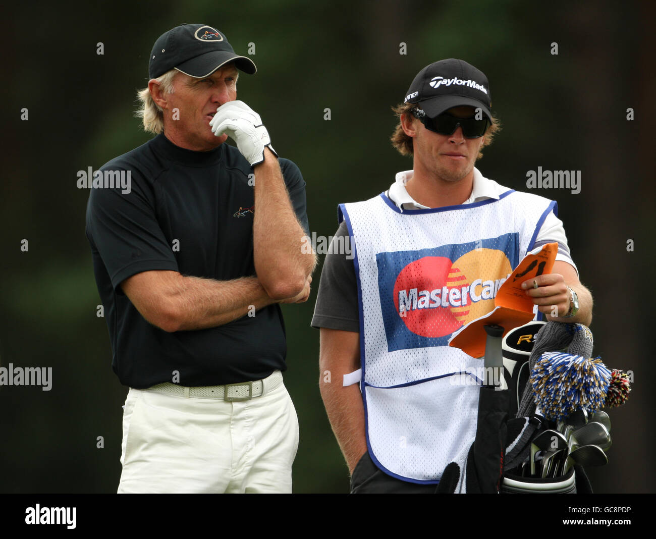 Australias greg norman with his caddie hires stock photography and