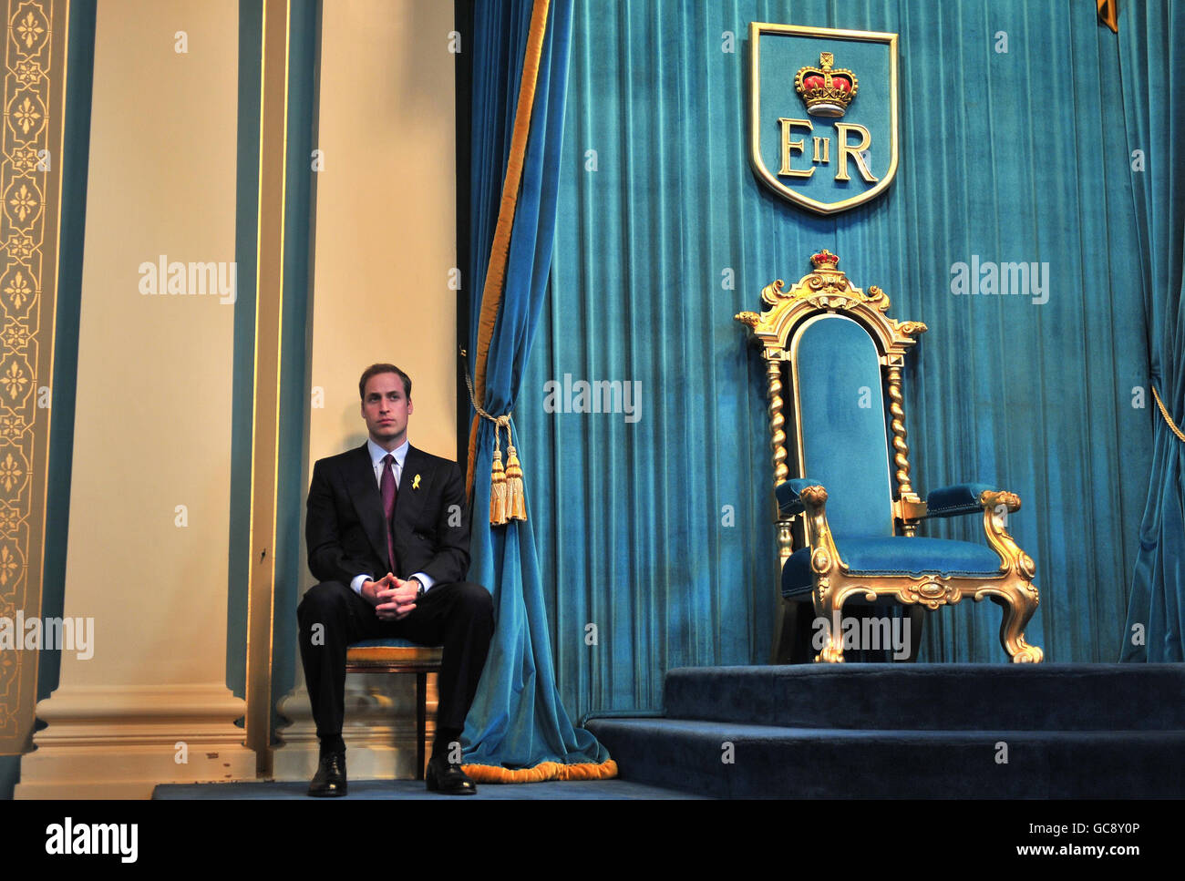 Prince William waits to make a speech at a reception to mark Australia Day, at Government House in Melbourne. Stock Photo