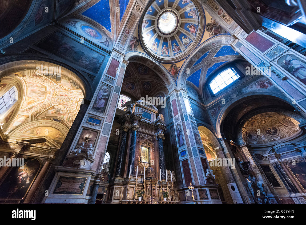 Rome. Italy. High altar, Basilica di Sant'Agostino in Campo Marzio. Stock Photo