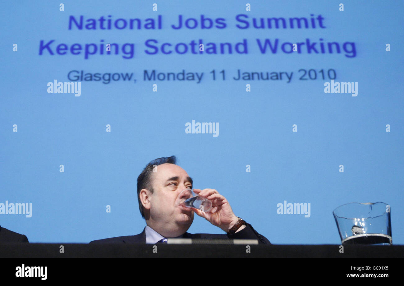 First Minister Alex Salmond during a Jobs Summit at John Wheatley College in Glasgow. Stock Photo