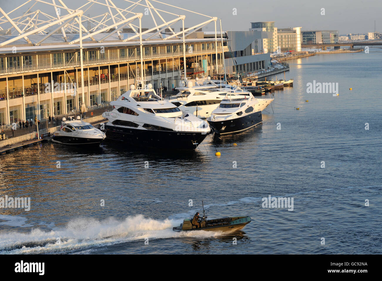 London international boat show londons excel centre hires stock