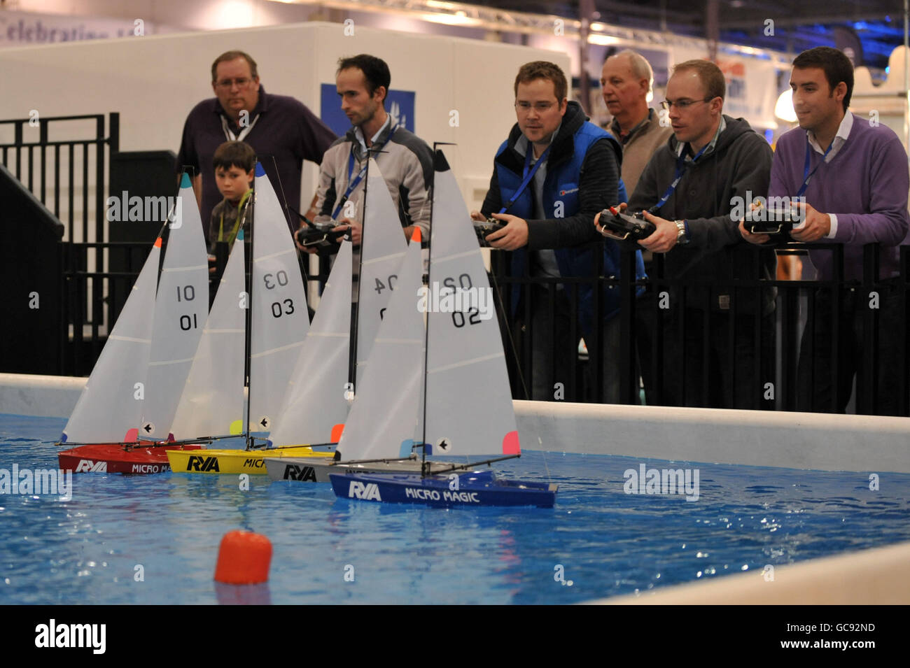 Radiocontrolled model yacht racing at the London International Boat